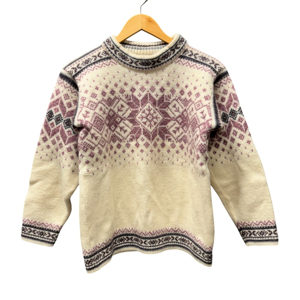 Vintage Dale of Norway Sweater Womens Medium Dale Classic Cream Purple Nordic